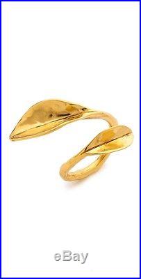 NewWOT Designer Aurelie Bidermann Leaf Ring 18 K Gold Vermeil Made in France