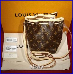 New Authentic Louis Vuitton Nano Noé Monogram Shoulder Bag Pouch Neo Noe M41346