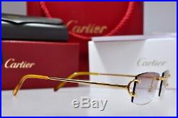 New CARTIER Piccadilly Rimless Big C Decor Occhiali Frame Sunglasses Eyeglass Or