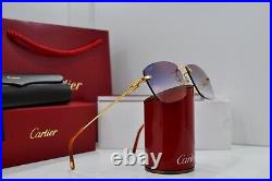 New CARTIER Rimless Harmattan C Decor Gold smooth Occhiali Frame Sunglasses