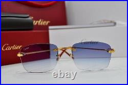 New CARTIER Rimless Harmattan C Decor Gold smooth Occhiali Frame Sunglasses