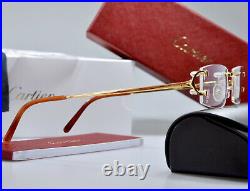 New CARTIER Rimless PICCADILLY BIG C Decor Gold smooth Occhiali Frame Sunglasses