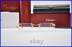 New CARTIER Rimless piccadilly C Decor Gold smooth Occhiali Frame Sunglasses