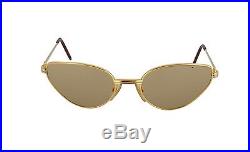 New Cartier Gold & Platinum Sunglasses T8100086 Cat Eye Brown Lens New France