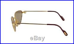 New Cartier Gold & Platinum Sunglasses T8100086 Cat Eye Brown Lens New France