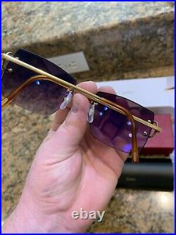 New Cartier Sunglasses Gramercy Large C Décor Rimless Authentic Diamonds 18k