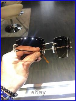 New Cartier Sunglasses Gramercy Large C Décor Rimless Authentic Diamonds 18k