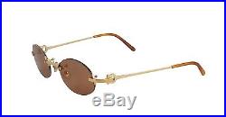 New Cartier Sunglasses T8100441 Brushed Pale Gold Frame Brown Lens France