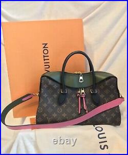 New, Rare Color, Louis Vuitton Tuileries Monogram Handbag, Pink & Olive Green
