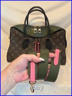 New, Rare Color, Louis Vuitton Tuileries Monogram Handbag, Pink & Olive Green