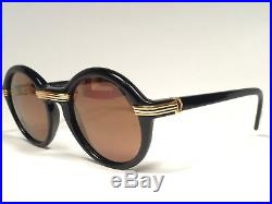 New Vintage Cartier Cabriolet Round Black 52mm Sunglasses 18k Gold France