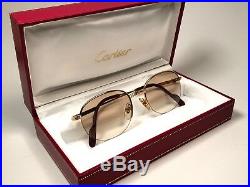 New Vintage Cartier Colisee 49mm Gold Light Lenses Sunglasses France 18k