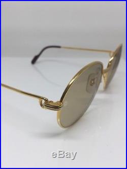 New Vintage Cartier Louis Sunglasses Round Frame 18K Gold Plated 1980s France