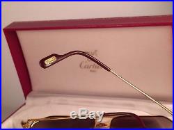 New Vintage Cartier Santos Screws 56mm Sunglasses France 18k Heavy Plated