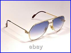 New Vintage Cartier Santos Screws 59mm Blue Sunglasses France 18k Heavy Plated