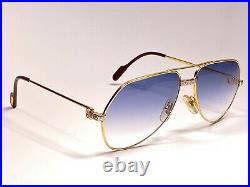 New Vintage Cartier Santos Screws 59mm Blue Sunglasses France 18k Heavy Plated