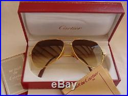 New Vintage Cartier Santos Screws 59mm Medium Sunglasses France 18k Heavy Plated