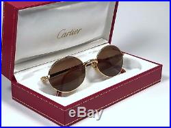New Vintage Cartier Sorbonne 51mm Gold Brown Lenses Sunglasses France 18k