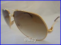 New Vintage Cartier Vendome! Large! 62mm Brown Lens Sunglasses France 18k Gold
