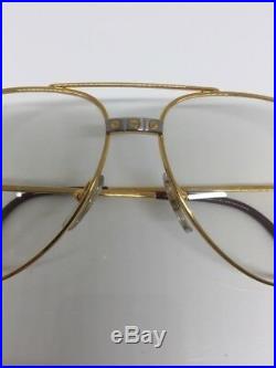 New Vintage Cartier Vendome Santos Aviator Eyeglasses James Bond 18K Gold Plated
