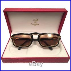 New Vintage Cartier Vertigo Sunglasses 18k Black & Gold France 52/24mm Medium