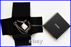 Nib 16k Chanel CC Logo Gold Triple Chain CC Logo Crystal Necklace