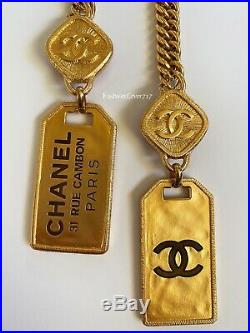 Nib 20c Chanel CC Logo Gold Pink Glass Black Chain Pendant Necklace 2020