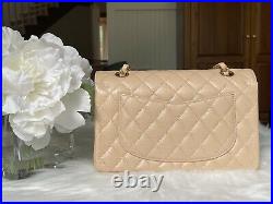 Nwt 2021 Chanel Beige Caviar Gold Hardware Small Quilted Classic Flap Bag Rare