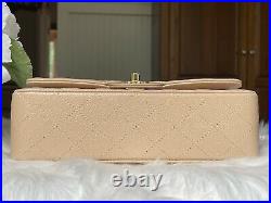 Nwt 2021 Chanel Beige Caviar Gold Hardware Small Quilted Classic Flap Bag Rare