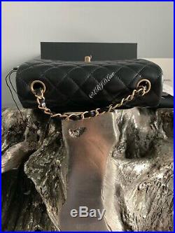 Nwt Chanel Black Mini Classic Flap Bag Quilted Lamb Skin Gold Rectangle France