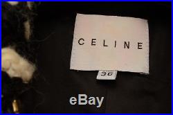 Nwt New Celine Black White Check Knit Wool Gold Zip Blazer Coat Jacket 36 France