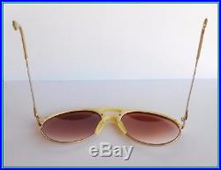 ORIGINAL Vintage BUGATTI GOLD Plated & Horn OVAL AVIATOR Sunglasse 1980's FRANCE