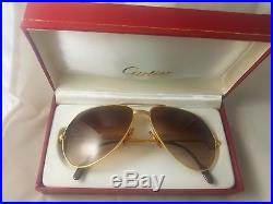 Occhiali Cartier Vendome Brown Lens Vintage Sunglasses France 18k Gold