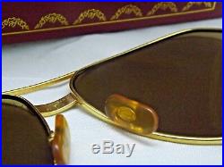Occhiali Cartier Vendome Louis Brown Lens Vintage Sunglasses France 18k Gold 62m