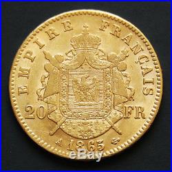 Piece or 20 francs or Napoléon III tête laurée années variées gold coin France