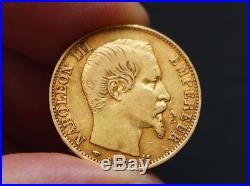 Pièce or 20 francs or Napoléon III tête nue 1860 A gold coin France
