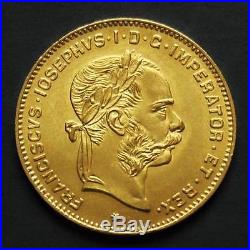 Pièce or 4 florins / 10 francs François-Joseph Ier Autriche 1892 gold coin