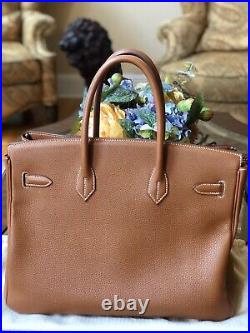 Preowned Hermes Birkin 35 Gold Togo With Gold Hardware MINT