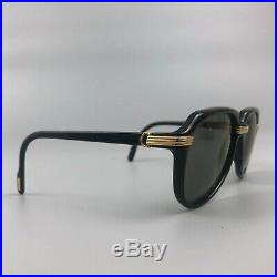 RARE Cartier Men Unisex Vitesse 60 15 Vintage Black Gold Aviator Sunglass Glass
