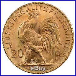 Random Date 1899-1915 French Gold 20 Francs Rooster Coin. 1867 Oz (AGW) SKU29057