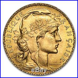 Random Year 0.1867 oz French 20 Franc Rooster Gold Coin AU