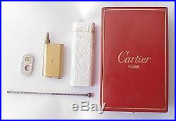 Rare Cartier Gas Lighter Paris France 925sterling Silver Briquette Gold Box