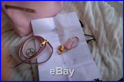 Rare Hermes Kelly ROSE SAKURA Retourne SWIFT Gold 25 MINT bag purse receipts