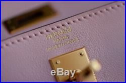 Rare Hermes Kelly ROSE SAKURA Retourne SWIFT Gold 25 MINT bag purse receipts