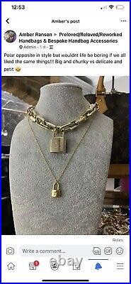 Reworked Louis Vuitton Authentic Vintage Padlock & Key Set Chain Necklace