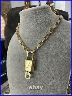 Reworked Louis Vuitton Authentic Vintage Padlock & Key Set Chain Necklace