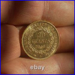 SPENDID 1898 A France Angel Beautiful Gold 20 Francs Coin FREE SHIPPING