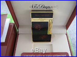 S. T. Dupont Briquet L2, Gold With Black Laque Gold Dust Nib Rare 016890 France