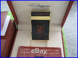 S. T. Dupont Briquet L2, Gold With Black Laque Gold Dust Nib Rare 016890 France