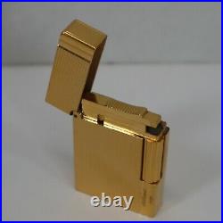 S. T. Dupont France Gold Plated Line D Gatsby Large Lighter Micro-Diamond Pattern